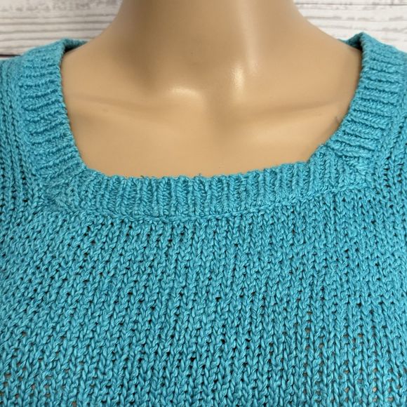 Renee Tener for Jeanne Pierre True Vintage Sweater Large Turquoise 80s Retro - Picture 2 of 12